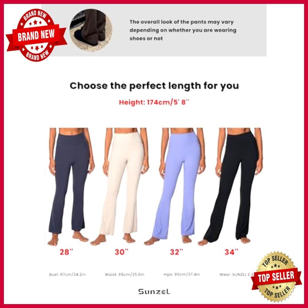 High Waisted Tummy Control Mini Flare Leggings with Pockets Yoga Pants - Picture 3 of 7